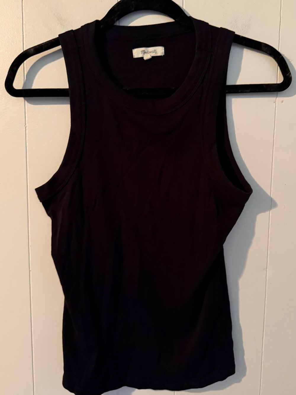 Madewell Size M Black Ribbed Supima Cotton Racerback Tank Top